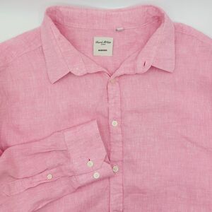 Baird McNutt 100% Linen Shirt Men's 2X TALL Murano Slim Fit Long Sleeve Pink